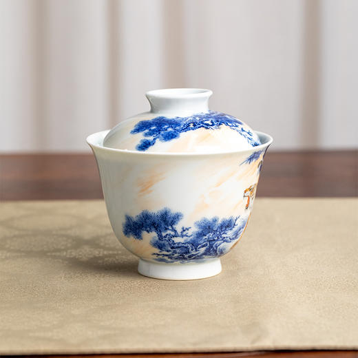 一儒堂青花加彩老虎盖碗 商品图1