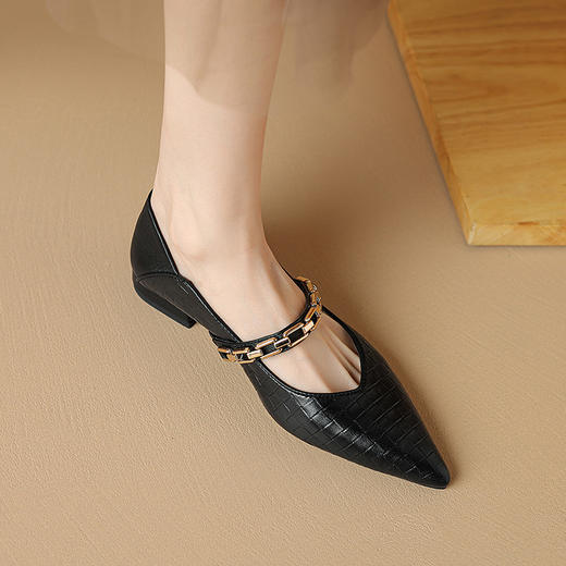 【预售5天】极简复古通勤尖头金属扣，粗跟单鞋羊皮低跟鞋KLLNYM&kl2403 商品图3