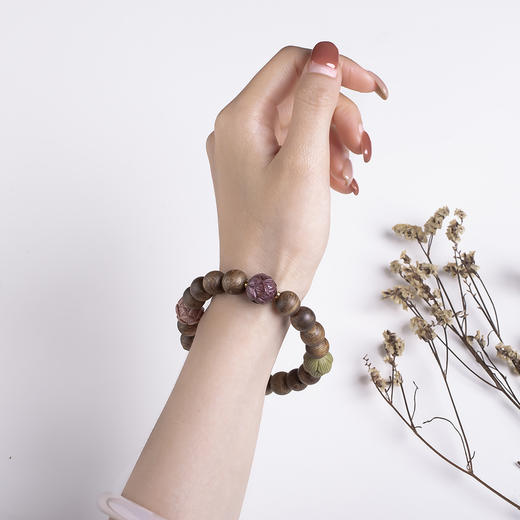 xy0460沉香+阿拉善玛瑙莲花子手串 商品图10