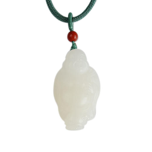 【天然正品】天然青海老料细腻一级白油润度佳和田玉佛公吊坠项链43.9*25.8*17.5MM（皆取最大值）女士现售价：1380特价！090425AH90 商品图0