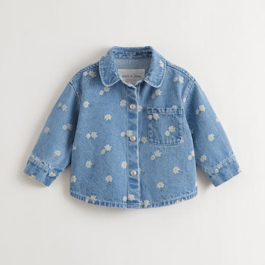 马克珍妮女童清新碎花软牛仔外套 宝宝夹克2025年秋装新品551521 商品图2