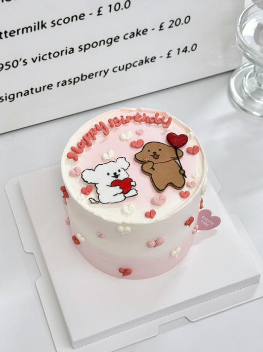 线条小狗情侣纪念日周年生日蛋糕 商品图0