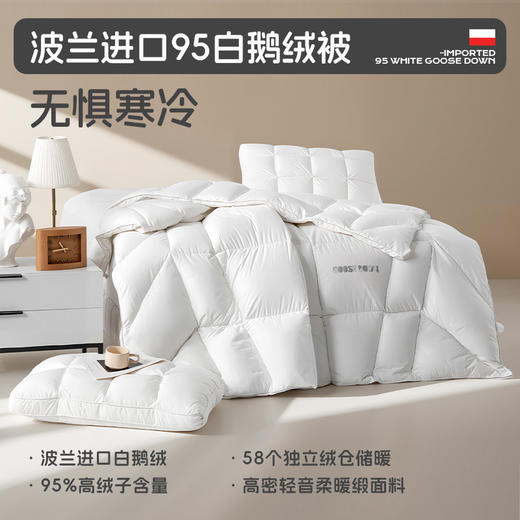 多喜爱 金羽朵95进口白鹅绒冬被-羽白/云紫/雪金【95%绒子含量】【分区保暖工艺】【皮箱包装】【1000+清洁度】【波兰进口】【柔暖缎面料】【A类品质】匠人手挑白绒 黄金取绒位 FX 商品图0