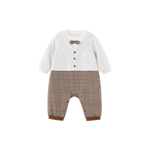 【商场同款】英氏婴儿纯棉连体衣春秋款英伦洋气外出服男宝宝哈衣 商品图4