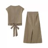 12.12错过没有！清货不退NO退，介意勿入【新品推荐】瑟俪品牌-（套装）067A无袖上衣➕半身裙系带套装-喜出 商品缩略图3