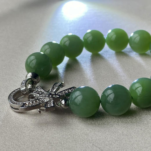 和田玉（碧玉）12mm玉珠手串/13颗 商品图2