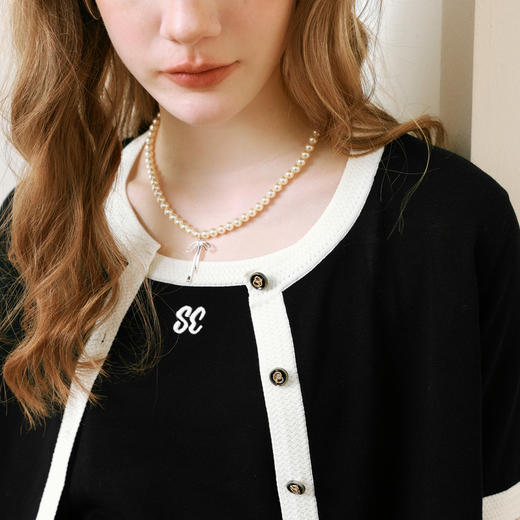 【商场同款】诗凡黎小香风圆领针织衫25夏新款短袖开衫3G4130771 商品图3