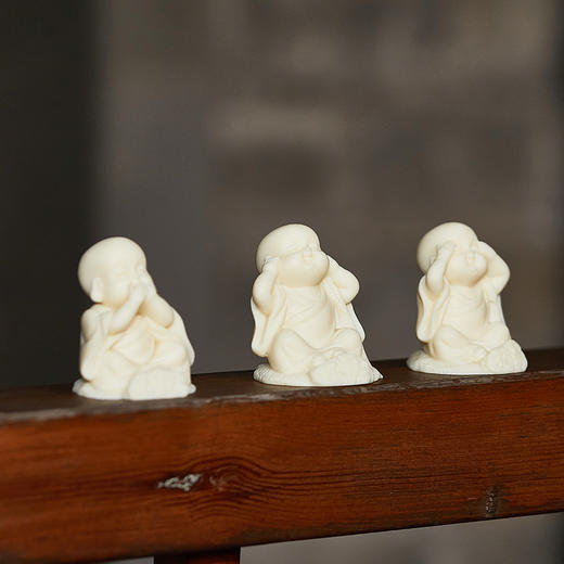 牛首山文创三不和尚象牙摆件装饰品雕刻禅意礼物办公室中式工艺品 商品图1