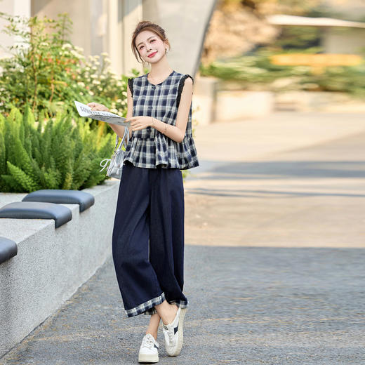 【预售3天】时尚休闲格子套装ASLZ2599 商品图0