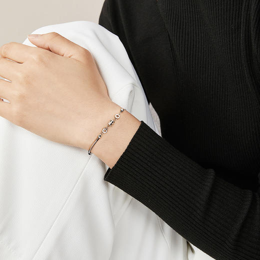 KADER卡蒂罗 合金 闪钻小蛮腰手镯 优雅百搭手链 简约小众设计款手饰 双色 女款 #闪耀银河    礼物#送女友 母亲节礼物#简约大方 商品图2