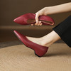【预售5天】基础百搭头层油蜡水晶羊皮秋季内增高坡跟浅口单鞋女LD&7419 商品缩略图0