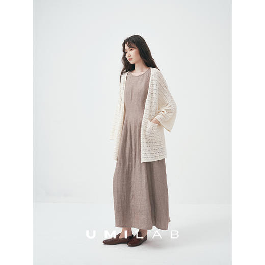 UMILAB｜流沙*侘寂美学BC私服亚麻金银丝收腰显瘦无袖连衣裙D818W 商品图3
