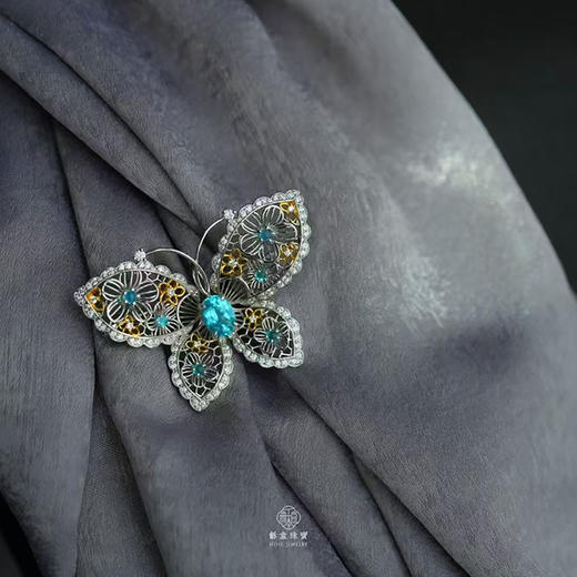 龢盒原创 银蝶星尘花蝶胸针吊坠 商品图3