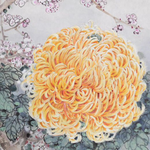 叶泉《光辉自有傲霜心》国画原作68CM*68CM 手绘宣纸花卉作品 商品图4