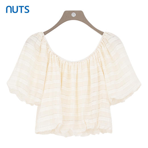 NUTS商场同款夏季设计感圆领宽松花苞短袖套头衫425011201 商品图0