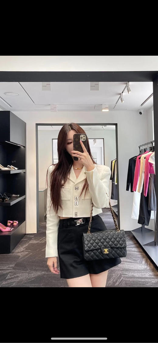 Chanel 中号 黑金 羊皮 CF 单肩包 商品图1