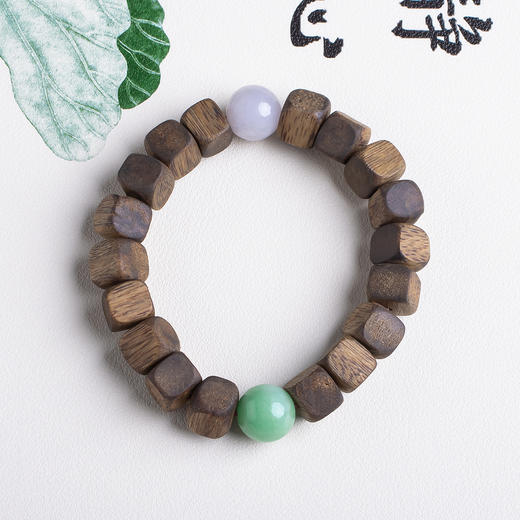 xy0458沉香+翡翠方形珠手串 商品图0