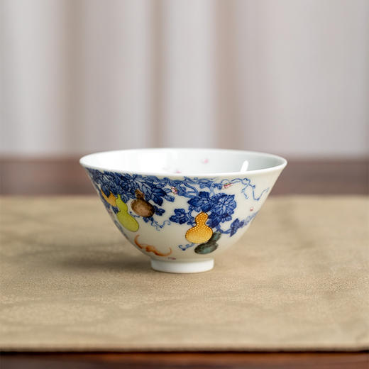 一儒堂青花加彩葫芦斗笠杯 商品图1