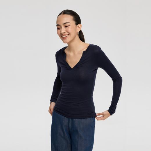 oneup天丝羊毛v领长袖 商品图1