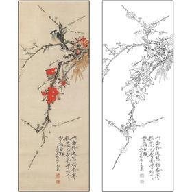 于非闇花鸟工笔画白描底稿《工笔花鸟》临摹勾线高清打印稿FA08