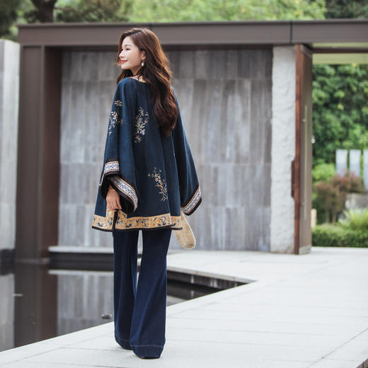 【林栖设计小店】【现货 】天丝牛仔外套氅衣新中式2025早秋新款上衣女1953113 商品图5