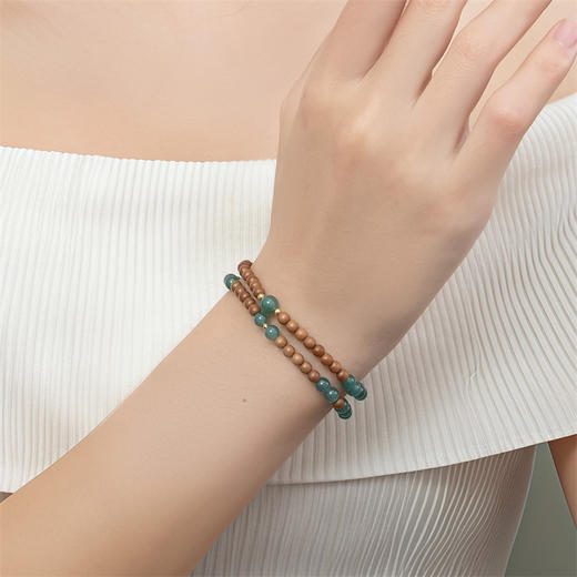 【新品首发】蓝水翡翠手链 中国风黄色18k金金珠老山檀翡翠手串手链女士礼物MEMORA诗普琳MEMORA诗普琳JB002501 商品图5