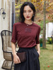 酒红色中袖上衣，解锁复古优雅气质穿搭 商品缩略图0
