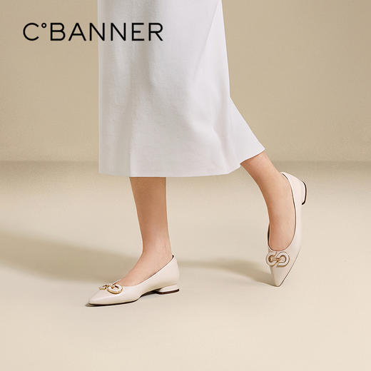 千百度双C拥抱低跟羊皮浅口单鞋女浅口通勤晚晚鞋A25479374 商品图0