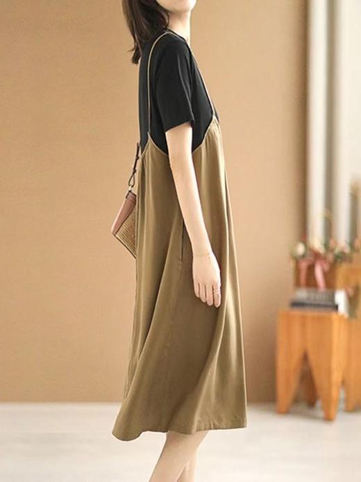 中秋大力度清仓~（不支持退）HEMl品牌 撞色假两件休闲连衣裙-喜出 商品图4