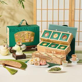 【锦色芳华】悠享时糕点茶叶拼配礼盒送礼品长辈美味零食礼包三层夹心391g