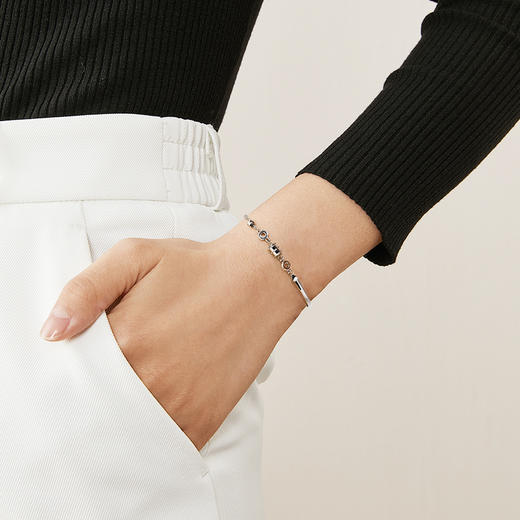 KADER卡蒂罗 合金 闪钻小蛮腰手镯 优雅百搭手链 简约小众设计款手饰 双色 女款 #闪耀银河    礼物#送女友 母亲节礼物#简约大方 商品图1
