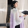 三彩2025新款【国风系列】外搭渐变薰衣草紫针织披肩流苏时尚出游 商品缩略图1