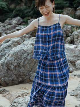 步履不停/5B12040C/马德拉斯格纹吊带