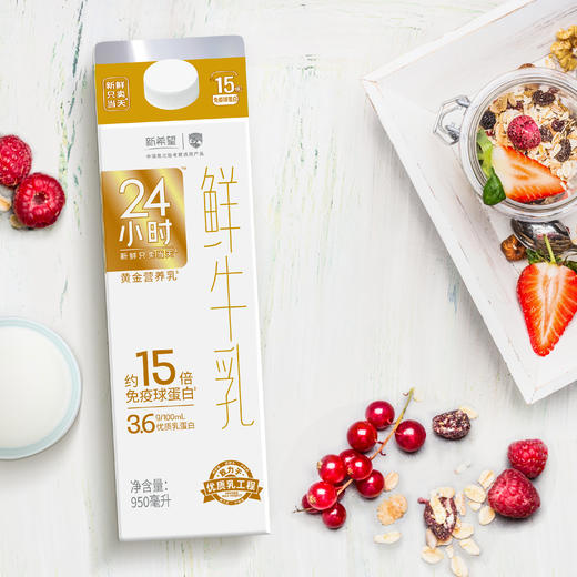 新希望屋顶盒黄金24小时巴氏鲜牛乳950ml 商品图2