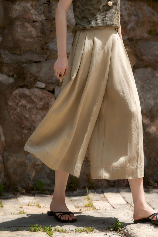 天丝亚麻山本裙裤透气凉爽 显瘦八分阔腿裤 商品图4