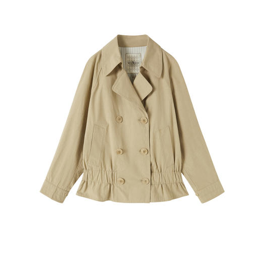 谜底风衣女2025秋季新品复古挺阔后背印花弹力下摆外套253ME1098 商品图4