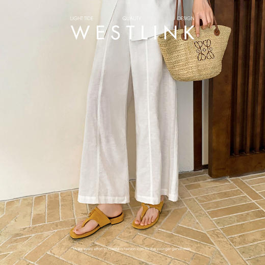 西遇平底凉拖鞋女夏季新款复古高级感休闲夹趾凉鞋外穿人字拖V0056889 商品图2