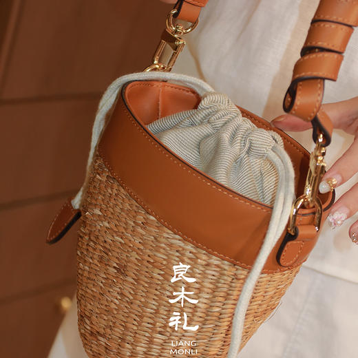 【不退不换】良木礼牛皮编织水桶包（8855-13） 商品图0