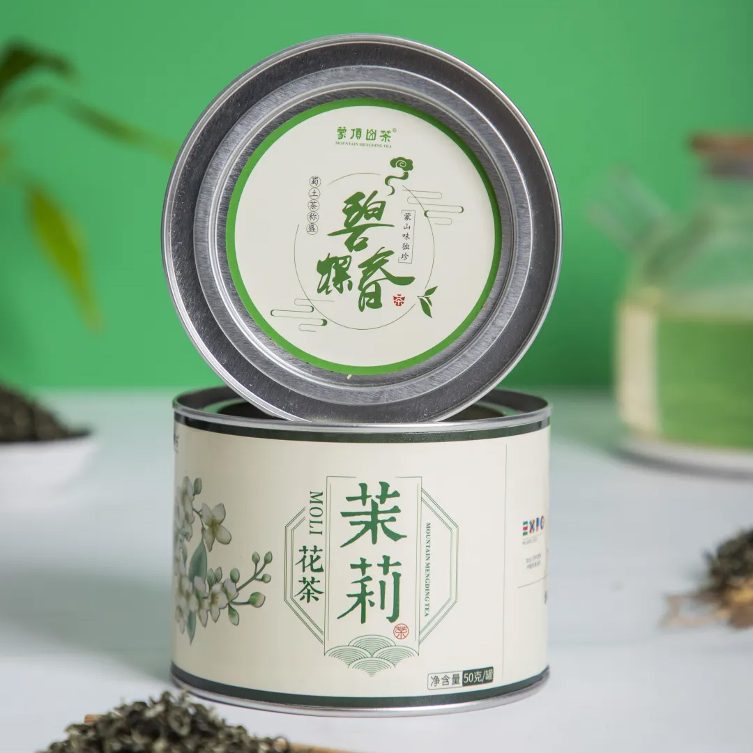 蒙顶山茶 茉莉花茶/碧螺春 茶汤清透 鲜声夺人 花香四溢 50g/罐