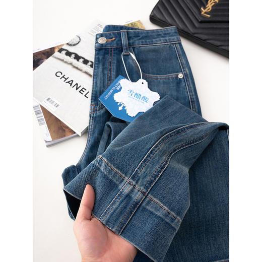 「自」全新升级【铂金会员183/天猫239/差价56】(03421)洛诗琳夏季薄款雪醋酸复古蓝牛仔裤2025显瘦九分宽松直筒裤 商品图1