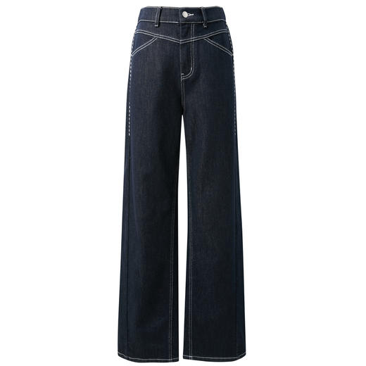 【防褪色牛仔】三彩2025秋季新款休闲撞色明线直筒裤长裤M 商品图4