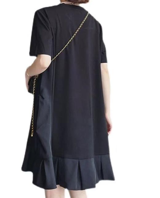 【超值特卖】高级感黑色拼接百褶边小黑裙垂感连衣裙-喜出 商品图4