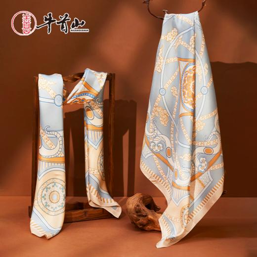 牛首山万事利联名宝馨和鸣系列双面印花方巾真丝复古送妈妈节日礼 商品图1