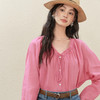 【严选】诗凡黎法式V领木耳边苎麻衬衫2025秋新款设计感复古减龄小上衣女7G7320641 商品缩略图3