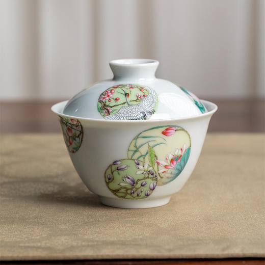 一儒堂一儒文心团花盖碗 商品图1