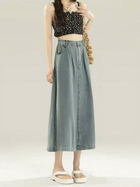 【时装系列】ME TOWN'S 1021 复古做旧100%后开叉长款牛仔半裙M1-2-喜出