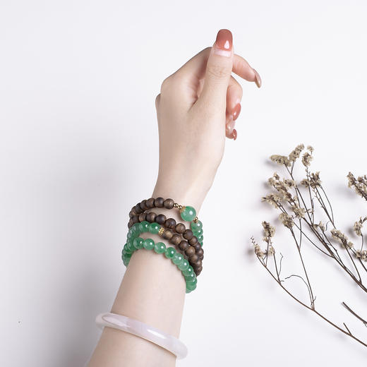 xy0461沉香+非洲翠多圈手链项链 商品图8