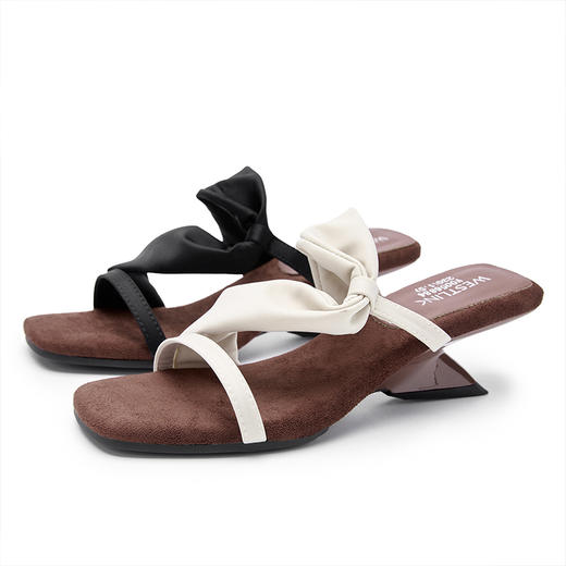 西遇法式凉拖鞋女夏外穿新款超火仙女方头一字带露趾坡跟凉鞋V0056884 商品图4