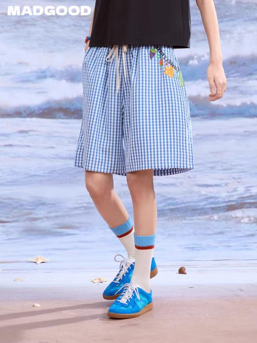 马得工地/MDGDDK252232/涂鸦裤链格子沙滩裤 商品图0