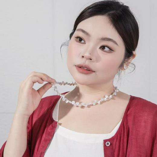 一周内发货【定制加长50厘米珍珠项链+5厘米延长链 搭配925银配件，耳钉长约11mm】小花瓣异形巴洛克珍珠项链，淡水高级感，不规则轻奢脖颈链 商品图0